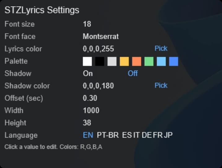 STZ Lyrics Rainmeter screenshot 1