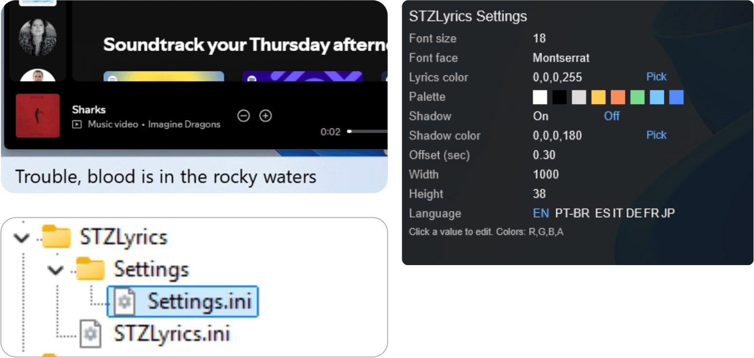 STZ Lyrics Rainmeter skin cover preview