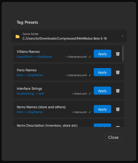 STZ XML Translator tag presets workflow