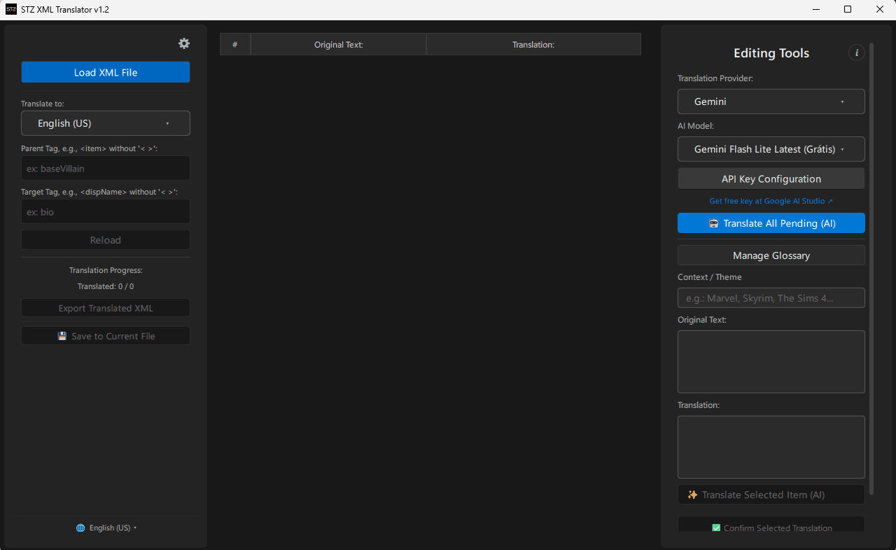 STZ XML Translator dark theme