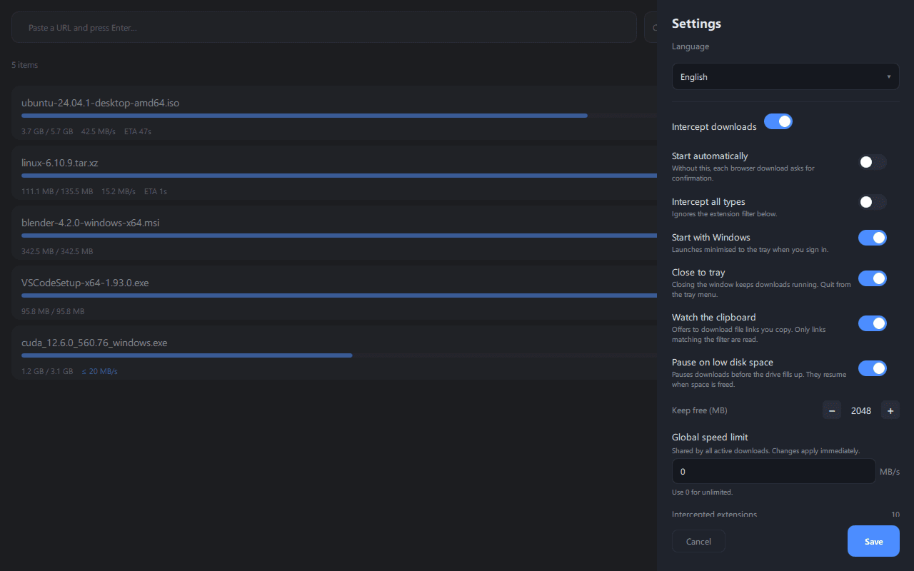 STZ Downloader settings