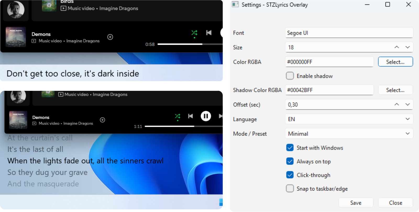 STZ Lyrics Overlay cover preview